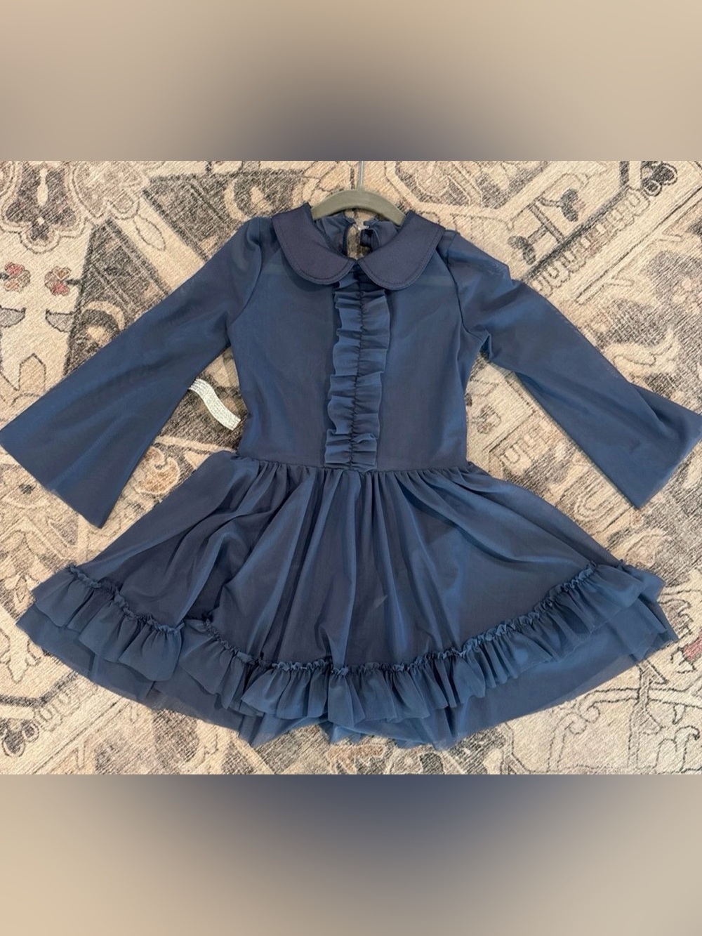 Weissman contemporary dance costume blue dress with collar MC